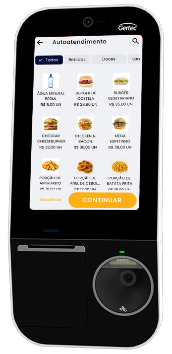 Totem de autoatendimento executando o Hup PDV